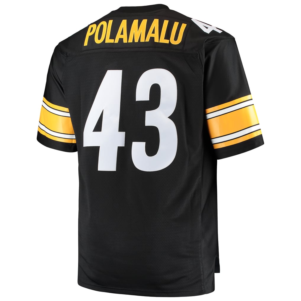 Men's Pittsburgh Steelers Troy Polamalu Mitchell & Ness Black Big & Tall 2005 Retired Player Replica Jersey - Image 4