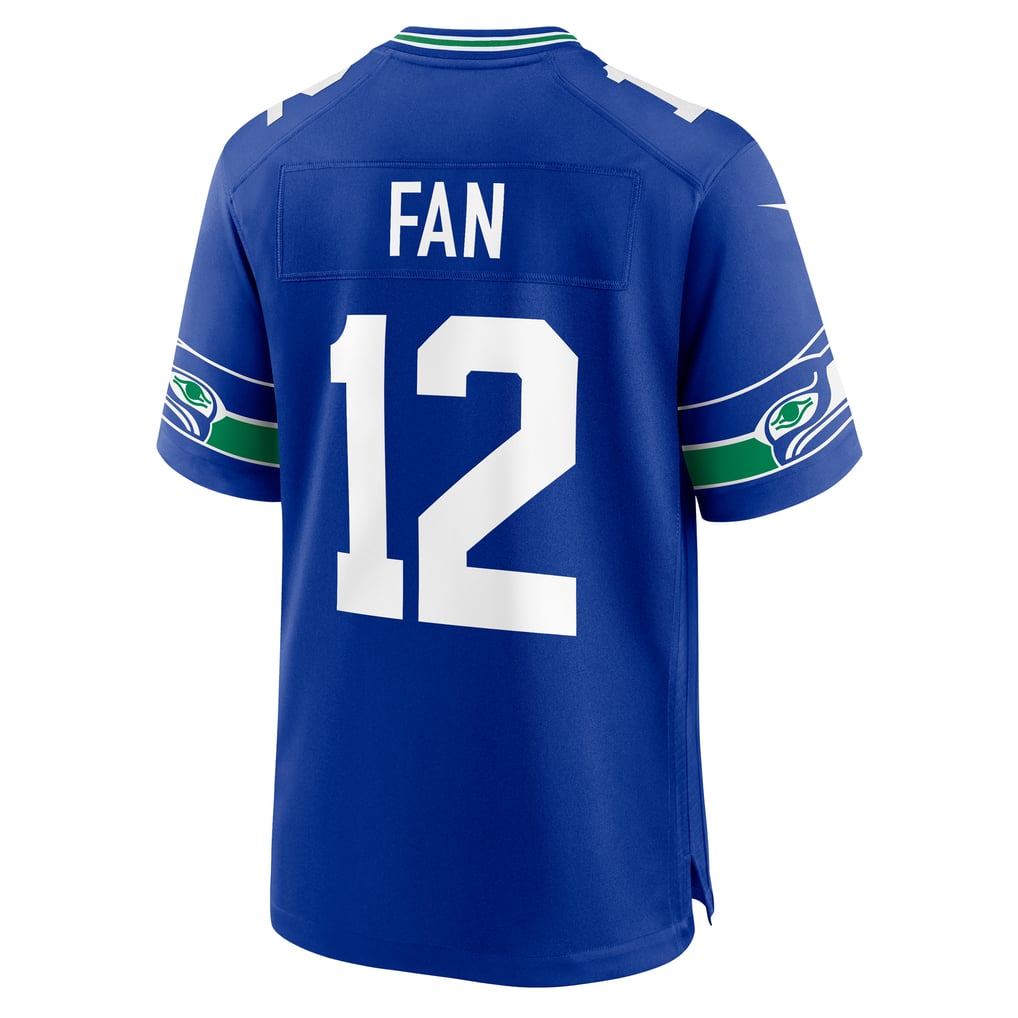 Men's Seattle Seahawks 12s Nike Royal Throwback Player Game Jersey - Image 4