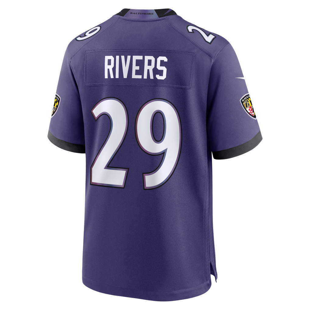 Men's Baltimore Ravens Chandler Rivers Nike Purple Team Game Jersey