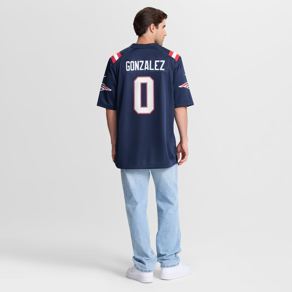 Men's New England Patriots Christian Gonzalez Nike Navy Team Game Jersey - Image 9