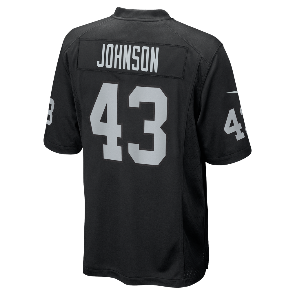 Men's Las Vegas Raiders Dalton Johnson Nike Black Team Game Jersey - Image 6