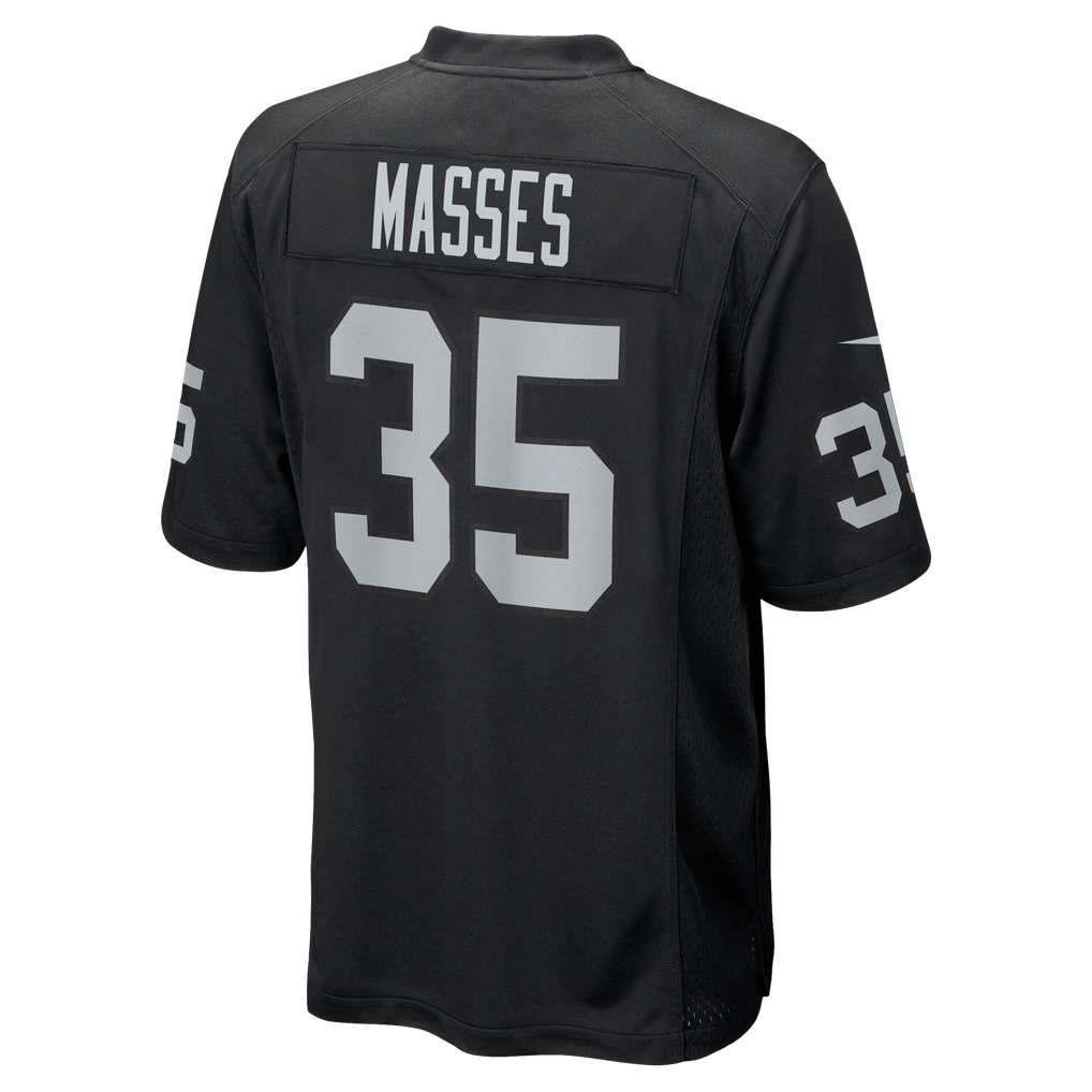 Men's Las Vegas Raiders Hezekiah Masses Nike Black Team Game Jersey - Image 6