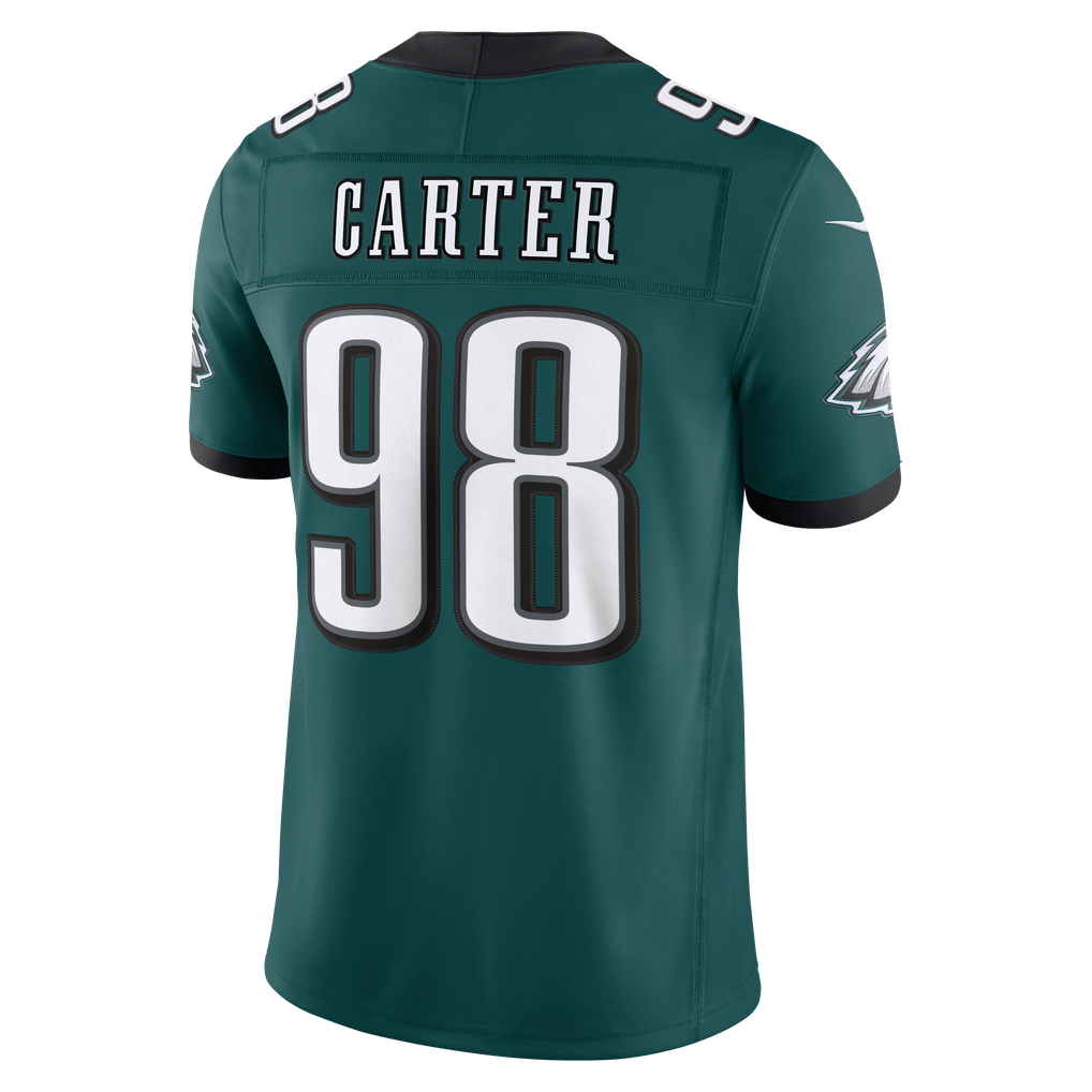 Men's Philadelphia Eagles Jalen Carter Nike Midnight Green Team Vapor F.U.S.E. Stitched Limited Jersey - Image 4