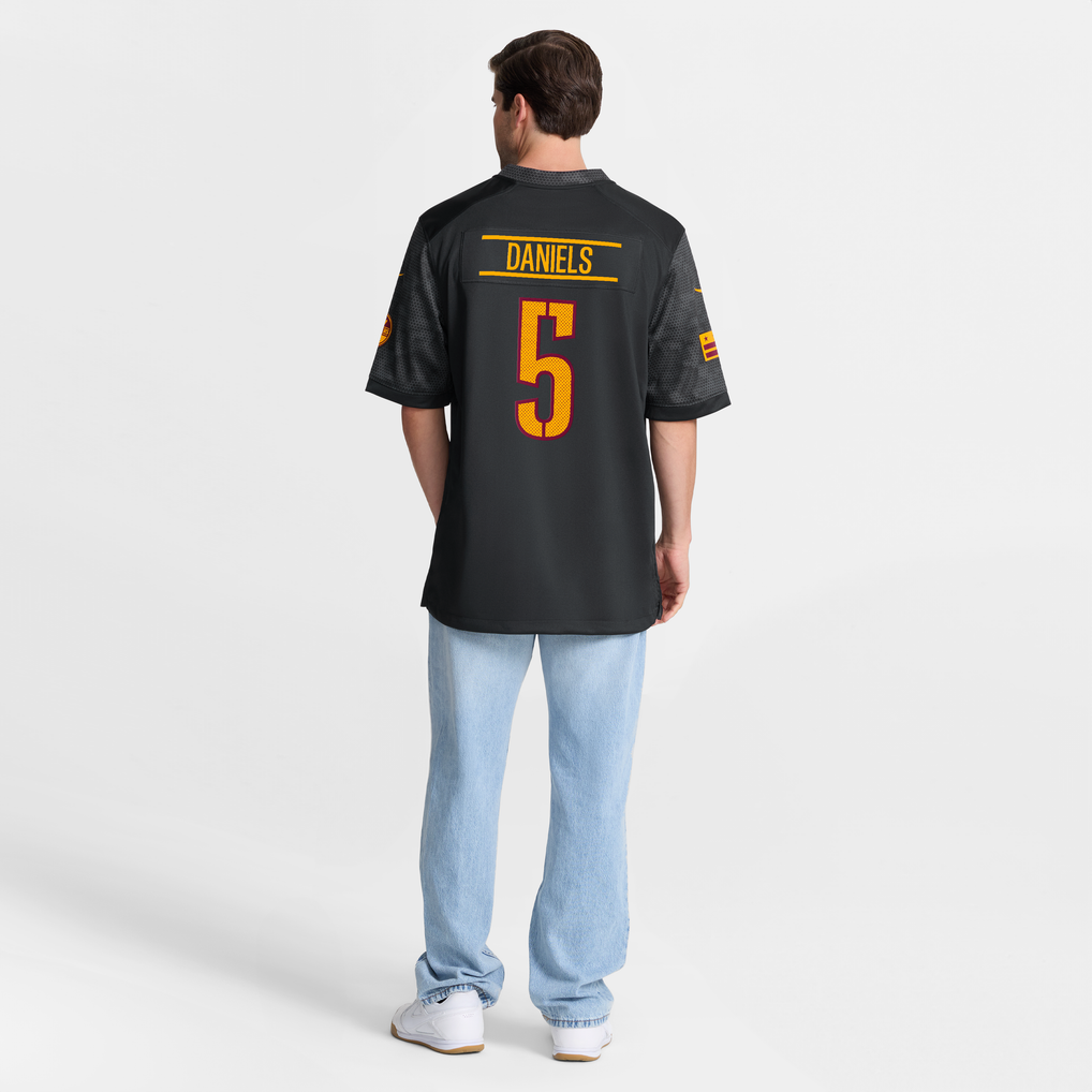Men's Washington Commanders Jayden Daniels Nike Black Alternate Game Player Jersey - Image 9