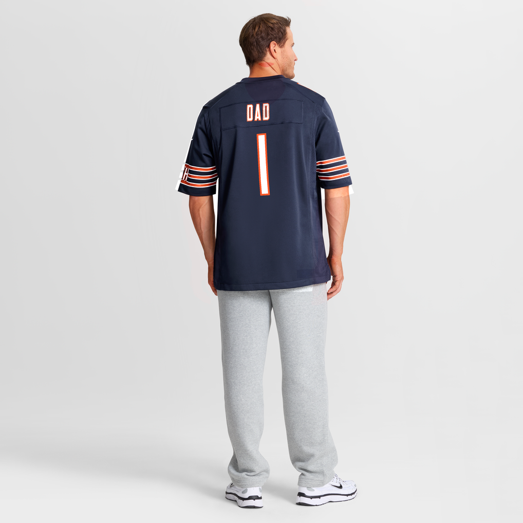 Men's Chicago Bears Number 1 Dad Nike Navy Game Jersey - Image 9