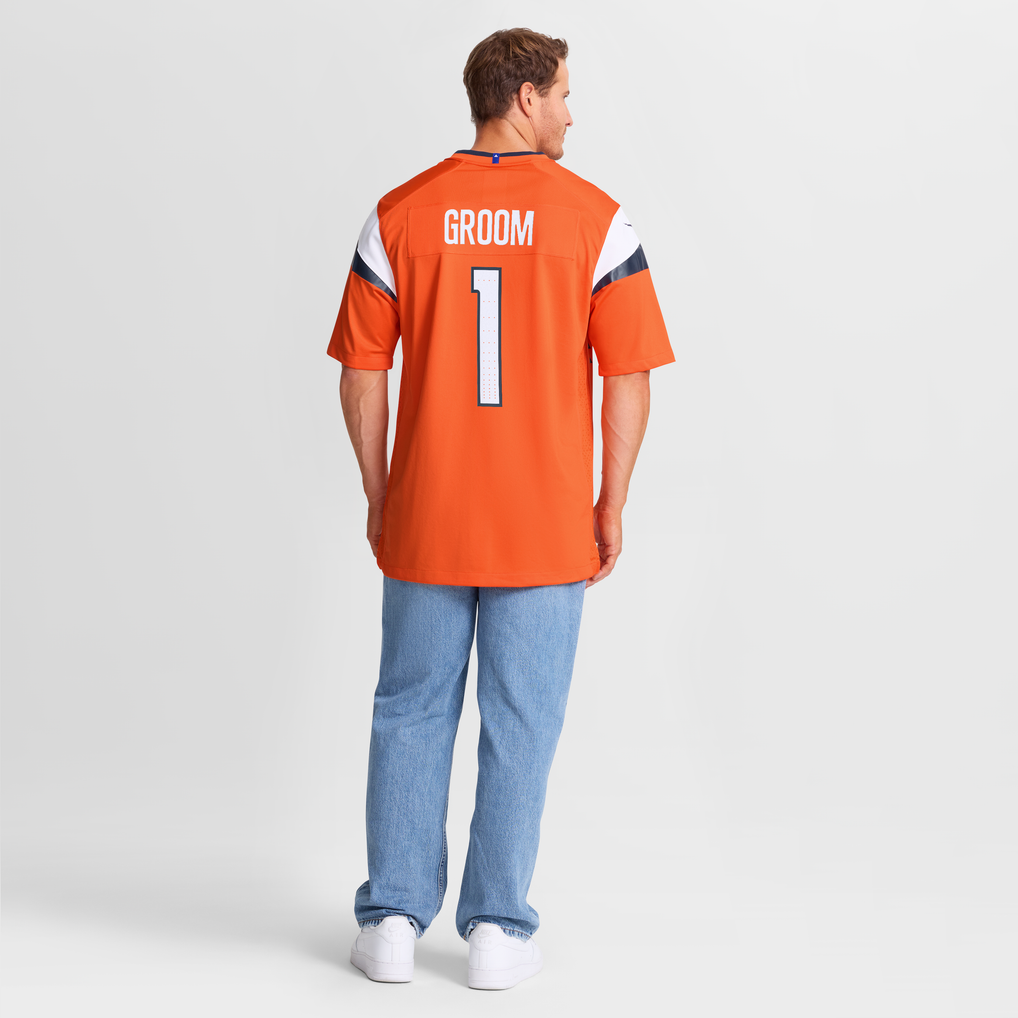 Men's Denver Broncos Number 1 Groom Nike Orange Game Jersey - Image 9