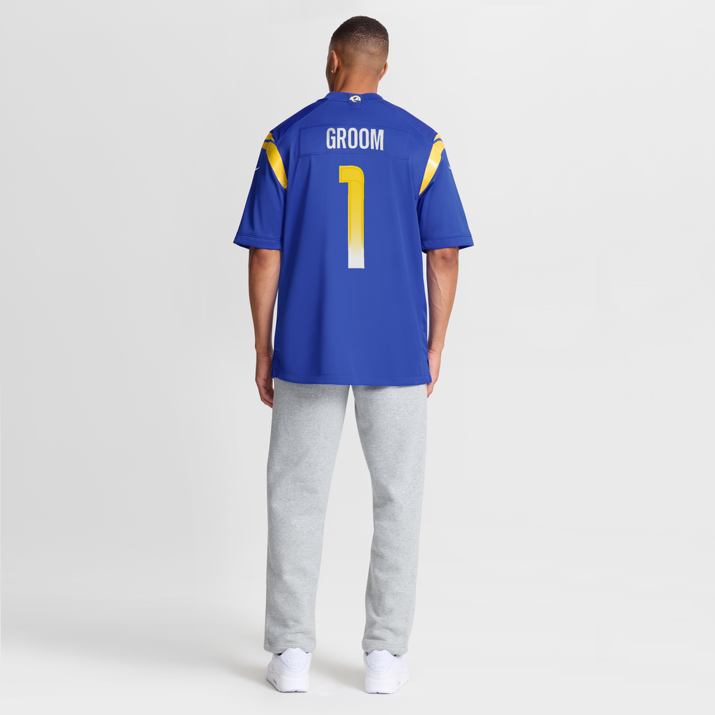 Men's Los Angeles Rams Number 1 Groom Nike Royal Game Jersey - Image 9