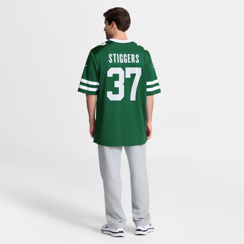 Men's New York Jets Qwan'tez Stiggers Nike Legacy Green Team Game Jersey - Image 9