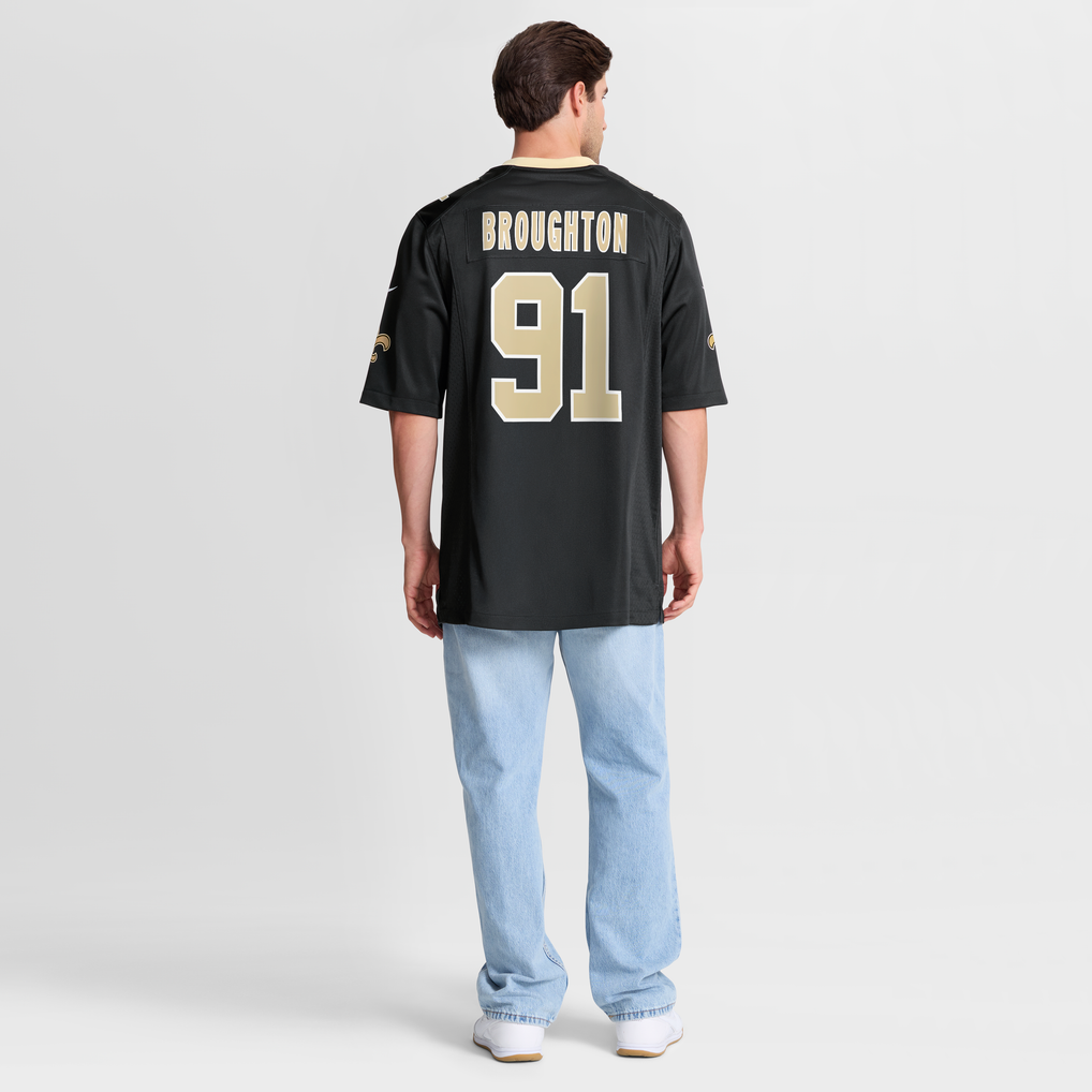 Men's New Orleans Saints Vernon Broughton Nike Black Team Game Jersey - Image 9