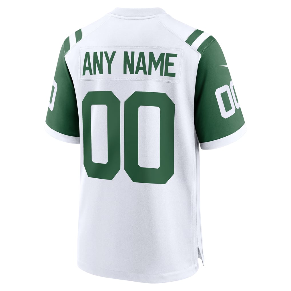 Men's New York Jets Nike White Classic Alternate Custom Replica Jersey - Image 4