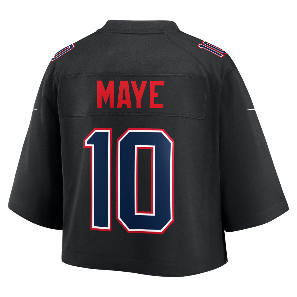 Women's New England Patriots Drake Maye Nike Black Cropped Fashion Game Jersey - Image 4