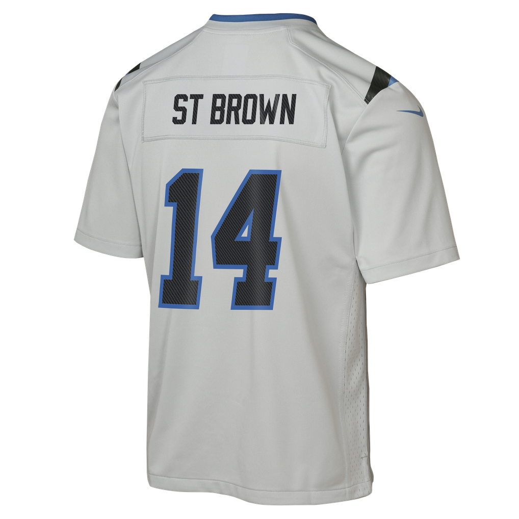 Youth Detroit Lions Amon-Ra St. Brown Nike Silver 2026 Rivalries Collection Game Jersey - Image 4