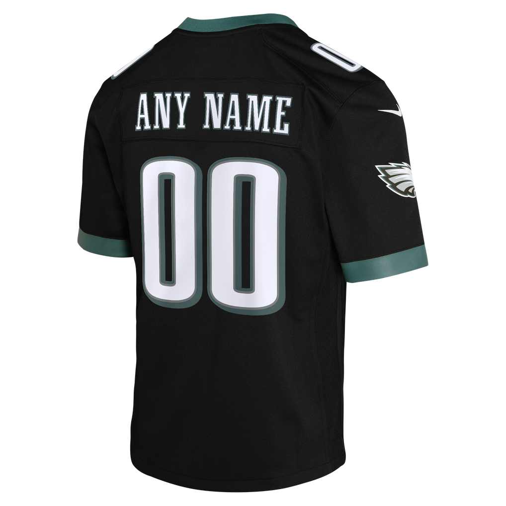 Youth Philadelphia Eagles Nike Black Alternate Custom Game Jersey - Image 4