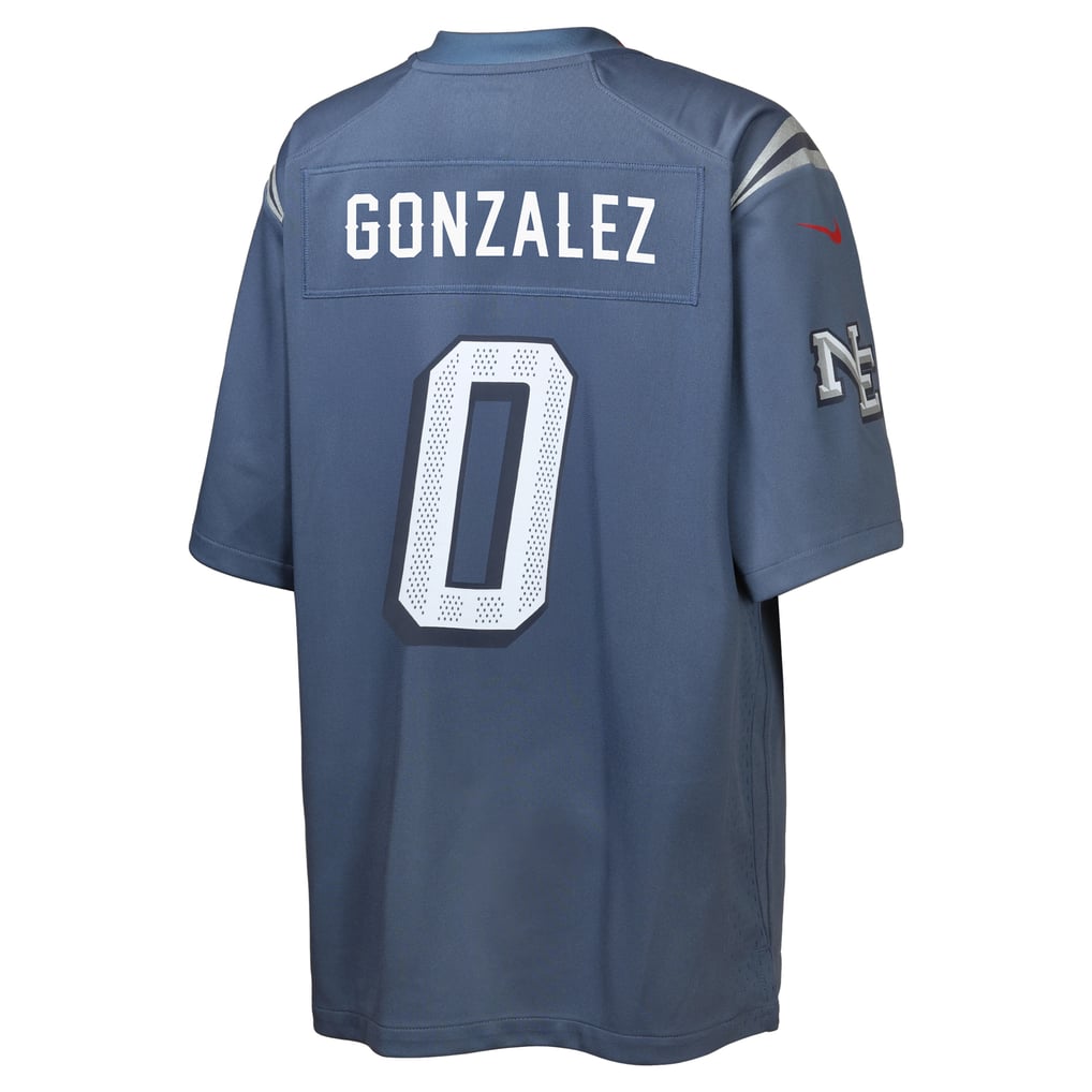 Youth New England Patriots Christian Gonzalez Nike Blue Rivalries Collection Game Jersey - Image 4
