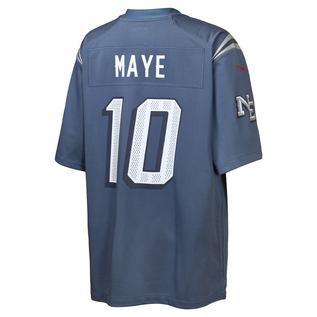 Youth New England Patriots Drake Maye Nike Blue Rivalries Collection Game Jersey - Image 4