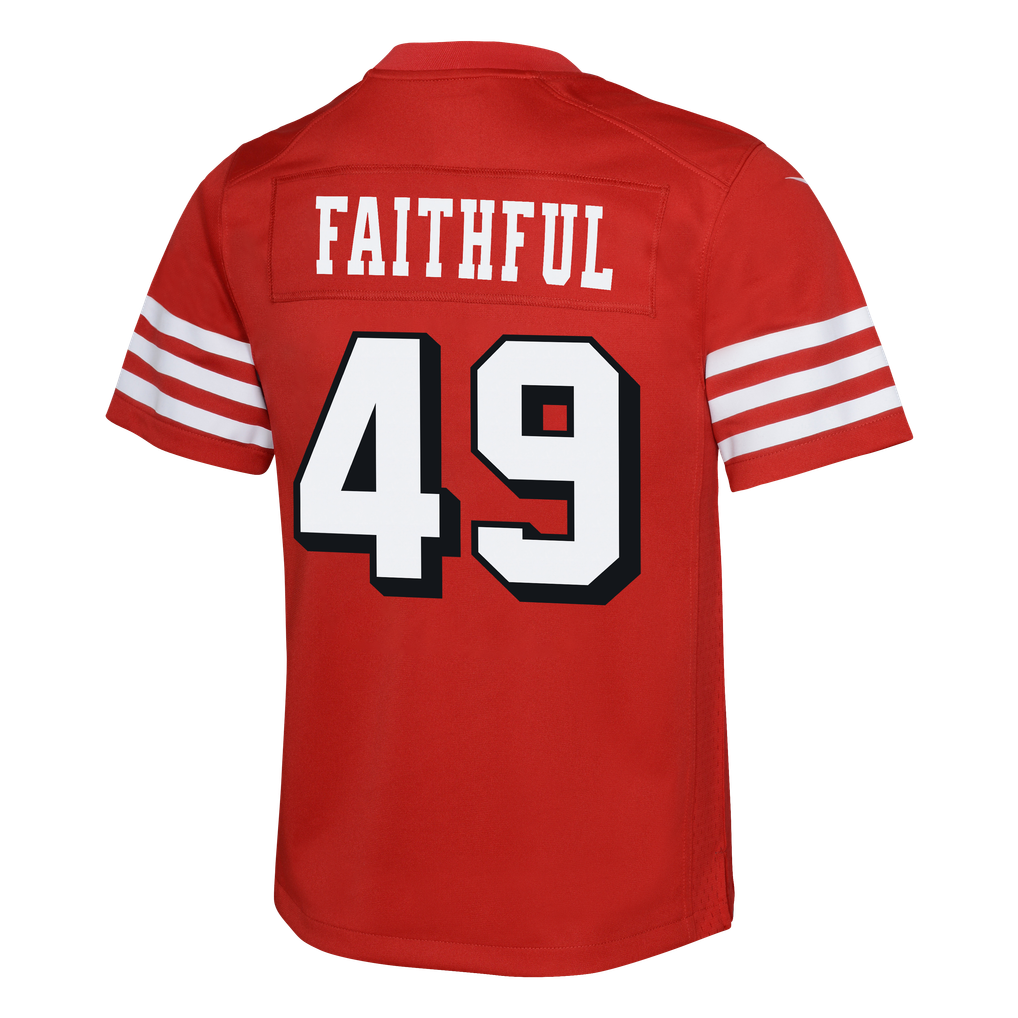 Youth San Francisco 49ers The Faithful Nike Scarlet Alternate 2 Game Jersey - Image 4