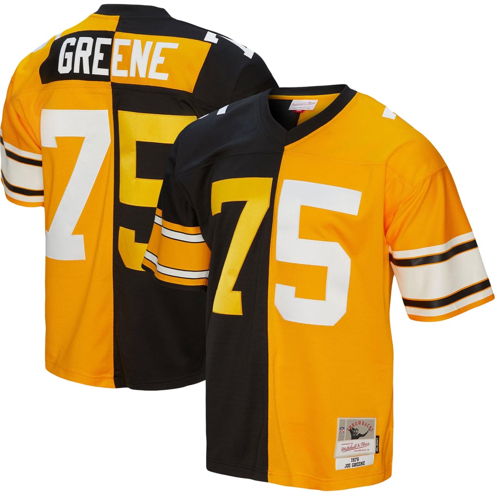 Men's Pittsburgh Steelers Joe Greene Mitchell & Ness Black/Gold 1976 Split Legacy Replica Jersey - Image 2