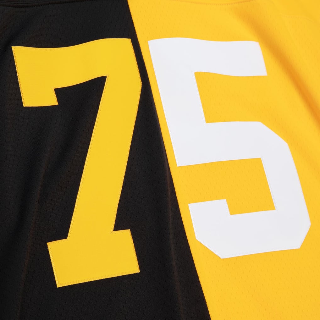 Men's Pittsburgh Steelers Joe Greene Mitchell & Ness Black/Gold 1976 Split Legacy Replica Jersey - Image 6