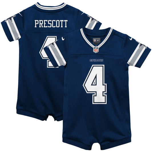 Infant Dallas Cowboys Dak Prescott Nike Navy Game Jersey Romper - Image 1