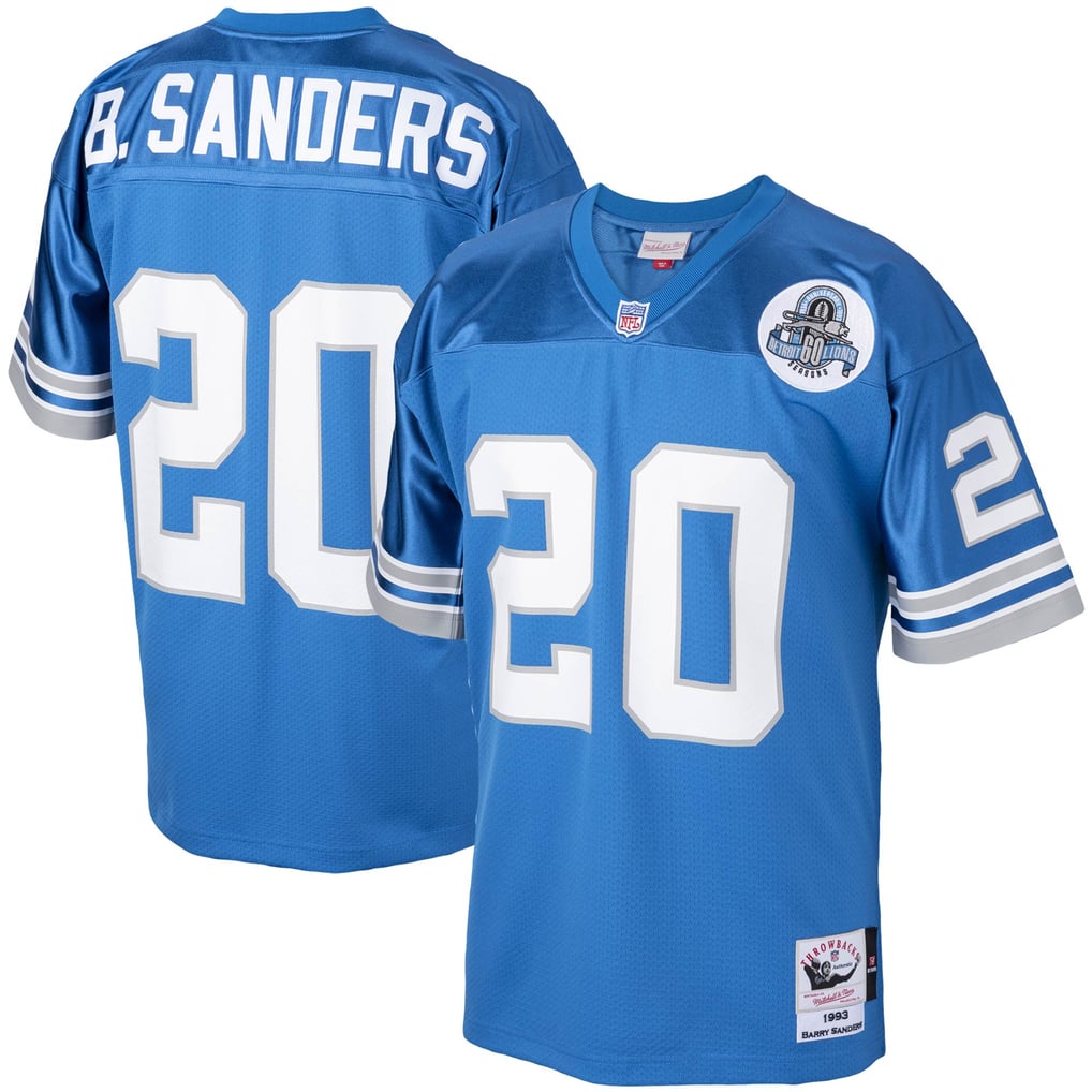 Men's Detroit Lions 1993 Barry Sanders Mitchell & Ness Blue Authentic Throwback Retired Player Jersey - Image 2