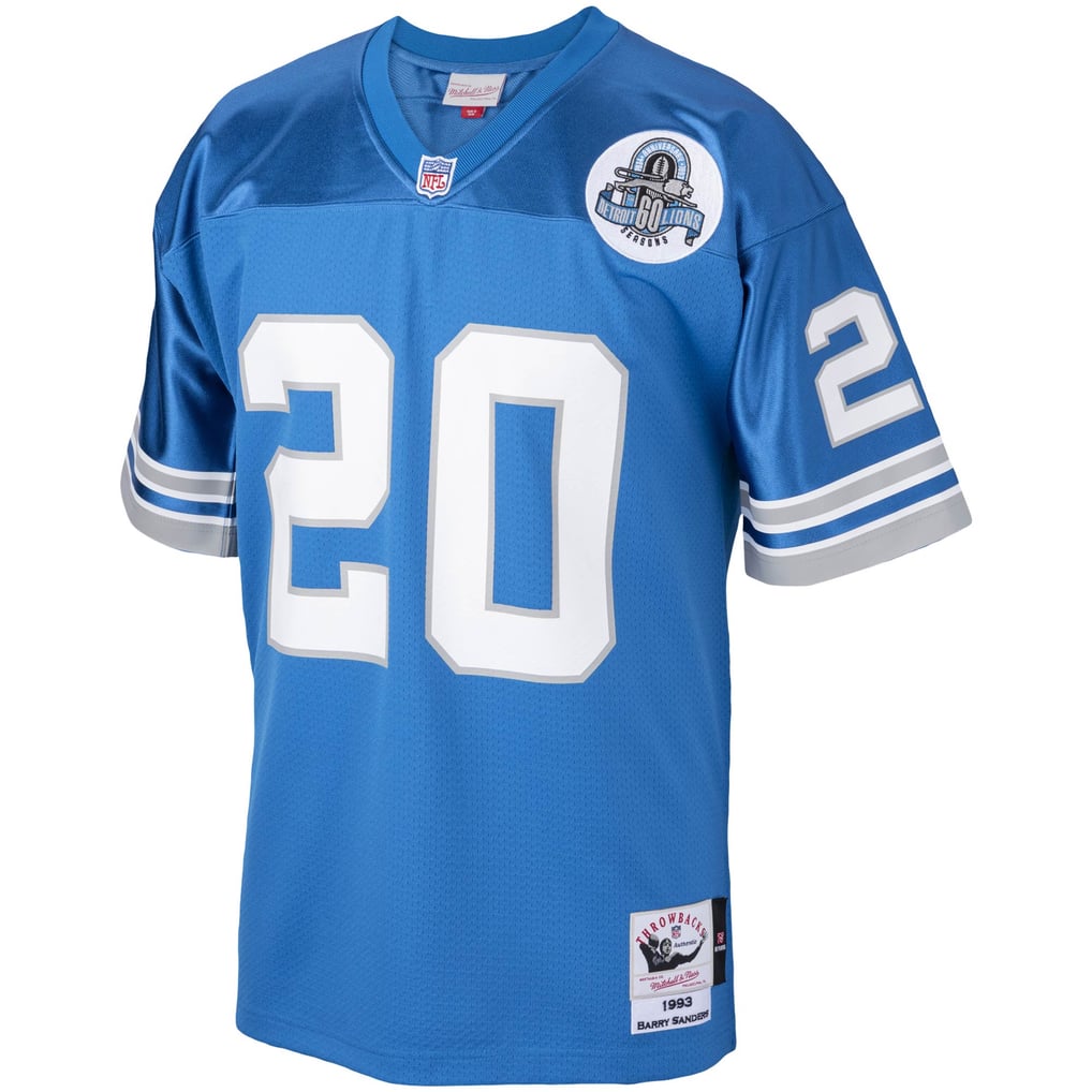 Men's Detroit Lions 1993 Barry Sanders Mitchell & Ness Blue Authentic Throwback Retired Player Jersey - Image 3