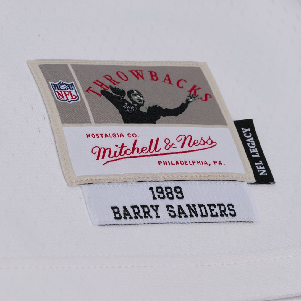 Men's Detroit Lions Barry Sanders Mitchell & Ness White 1989 Legacy Replica Player Jersey - Image 5