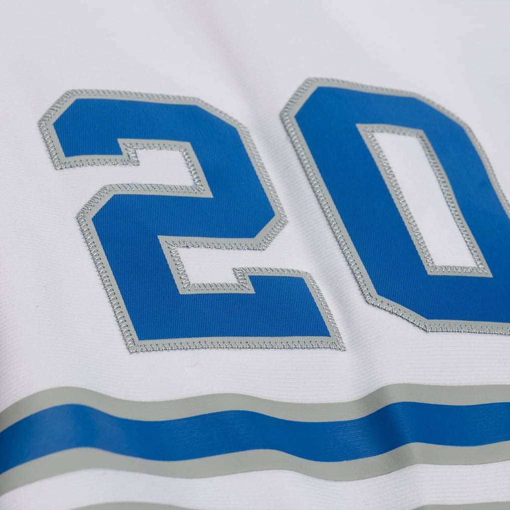 Men's Detroit Lions Barry Sanders Mitchell & Ness White 1989 Legacy Replica Player Jersey - Image 7