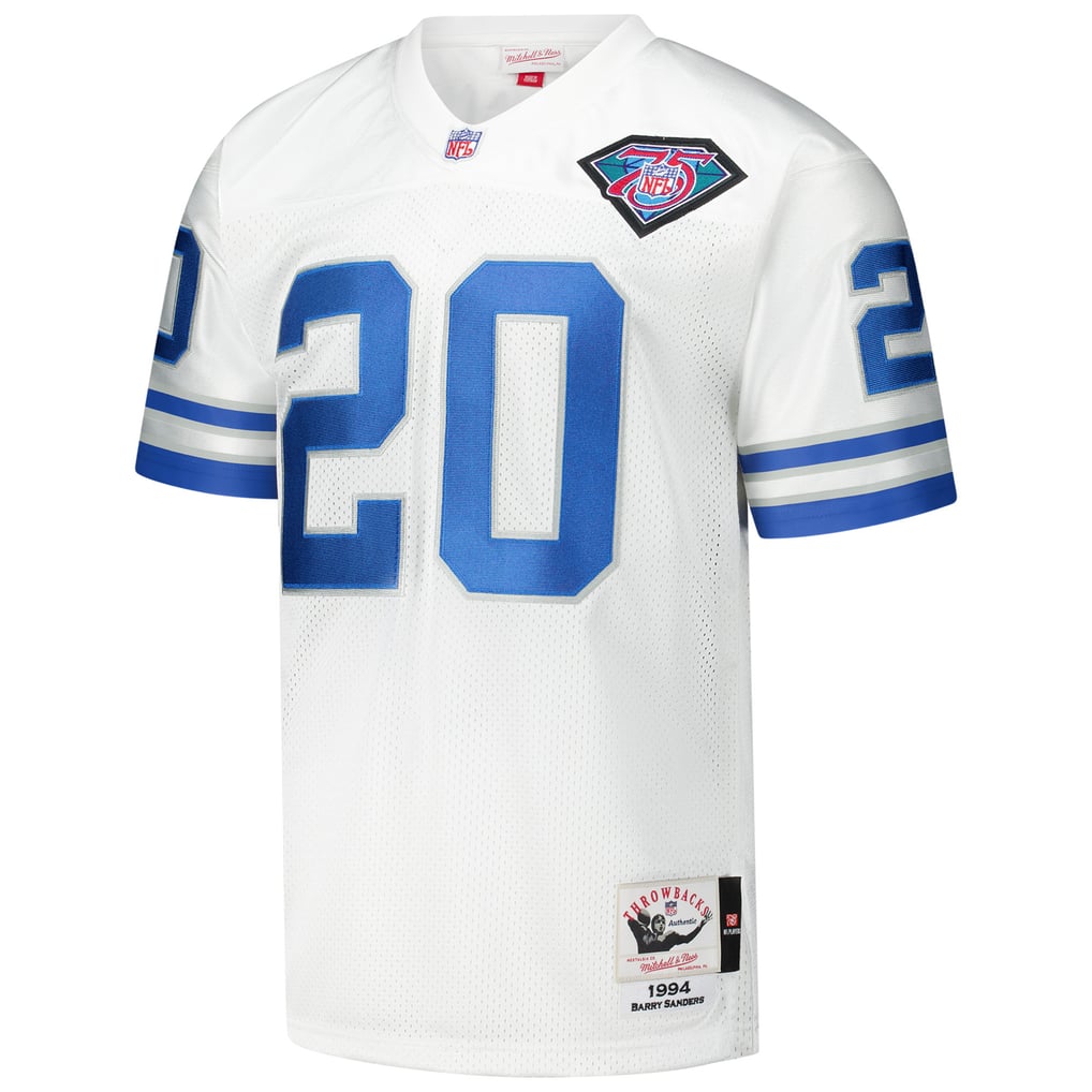 Men's Detroit Lions 1994 Barry Sanders Mitchell & Ness White Authentic Throwback Retired Player Jersey - Image 3