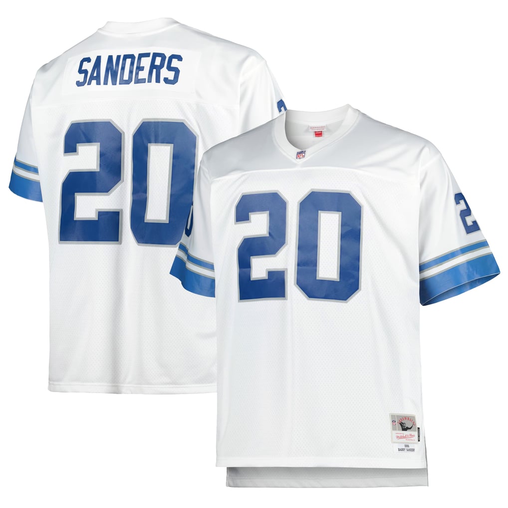 Men's Detroit Lions Barry Sanders Mitchell & Ness White Big & Tall 1996 Retired Player Replica Jersey - Image 2