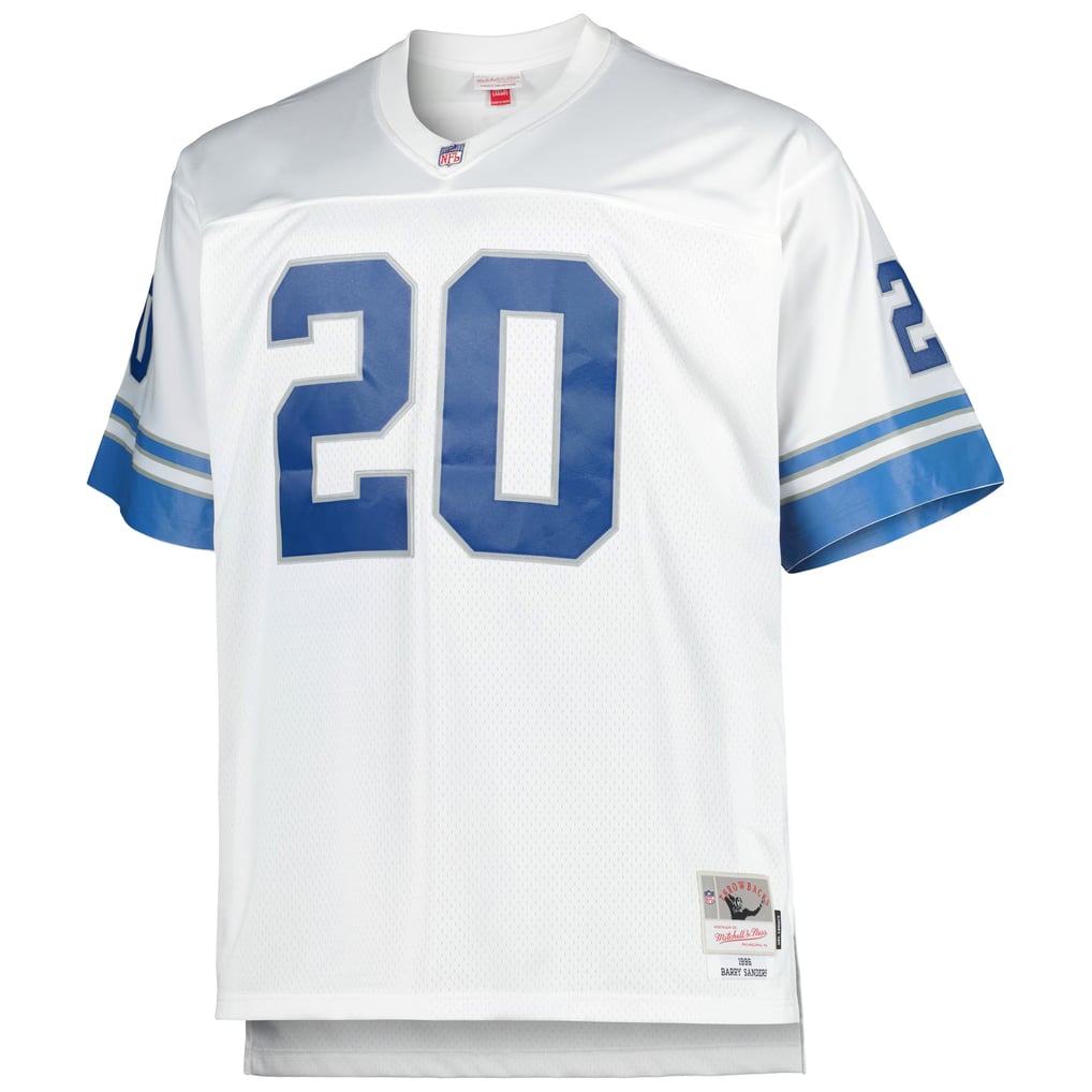 Men's Detroit Lions Barry Sanders Mitchell & Ness White Big & Tall 1996 Retired Player Replica Jersey - Image 3