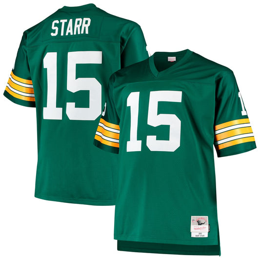 Men's Green Bay Packers Bart Starr Mitchell & Ness Green Big & Tall 1968 Retired Player Replica Jersey - Image 1