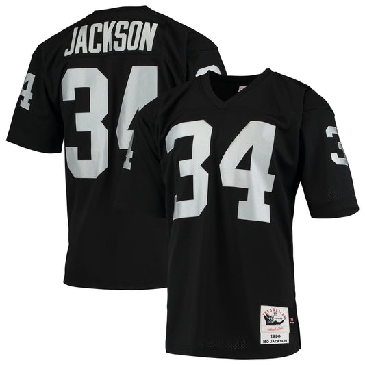 Men's Las Vegas Raiders 1990 Bo Jackson Mitchell & Ness Black Authentic Throwback Retired Player Jersey - Image 1