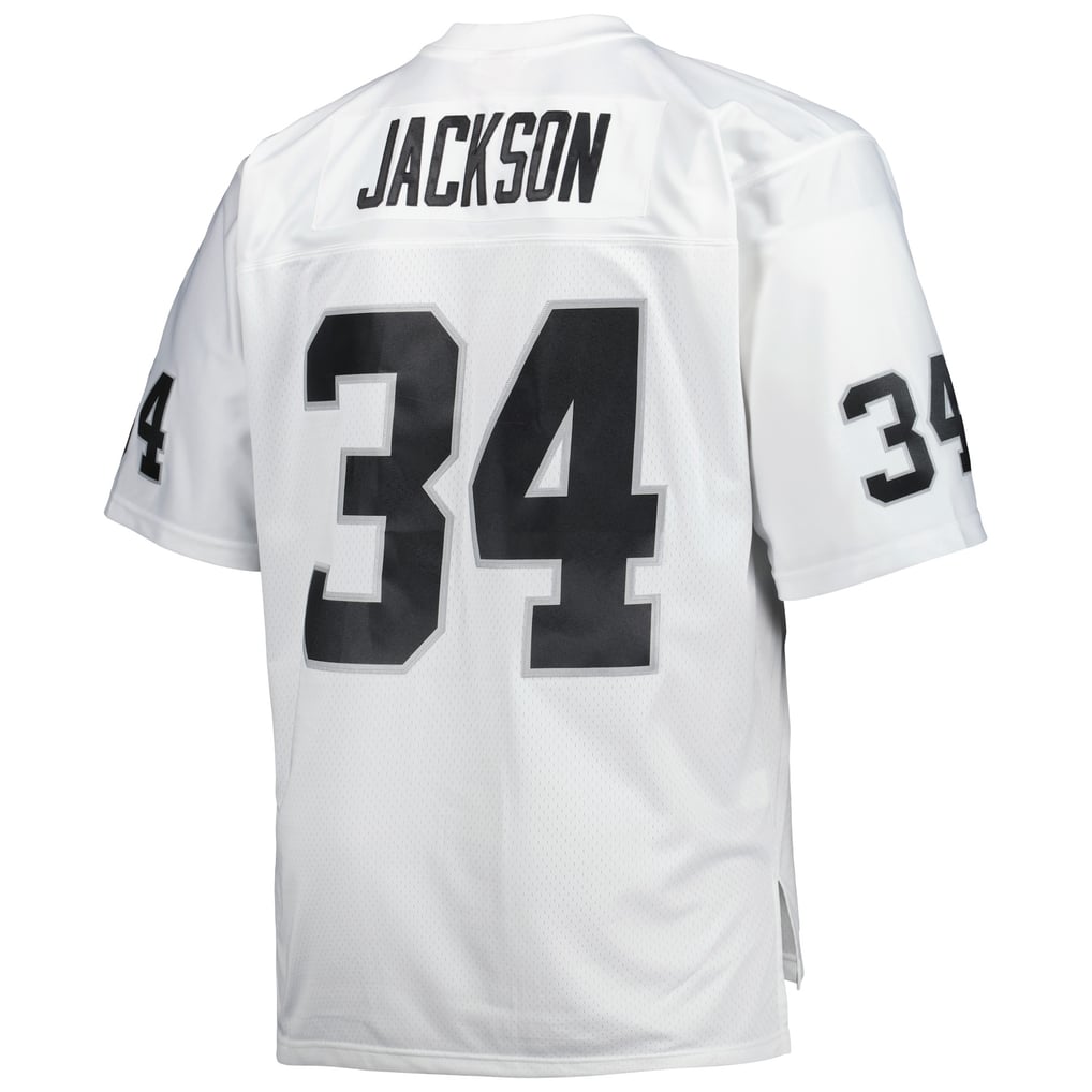 Men's Las Vegas Raiders Bo Jackson Mitchell & Ness White Big & Tall 1988 Retired Player Replica Jersey - Image 4