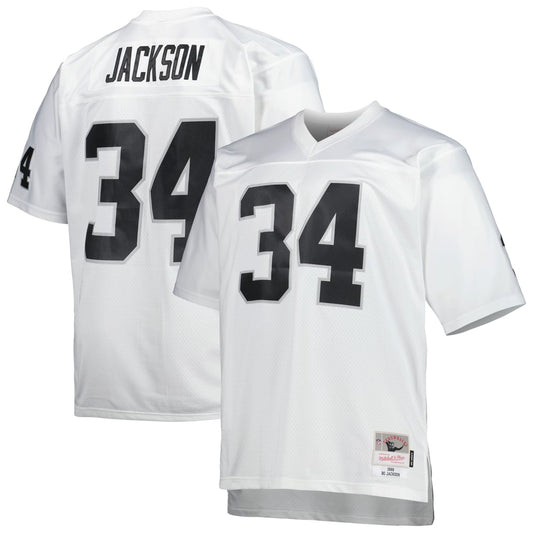 Men's Las Vegas Raiders Bo Jackson Mitchell & Ness White Big & Tall 1988 Retired Player Replica Jersey - Image 1