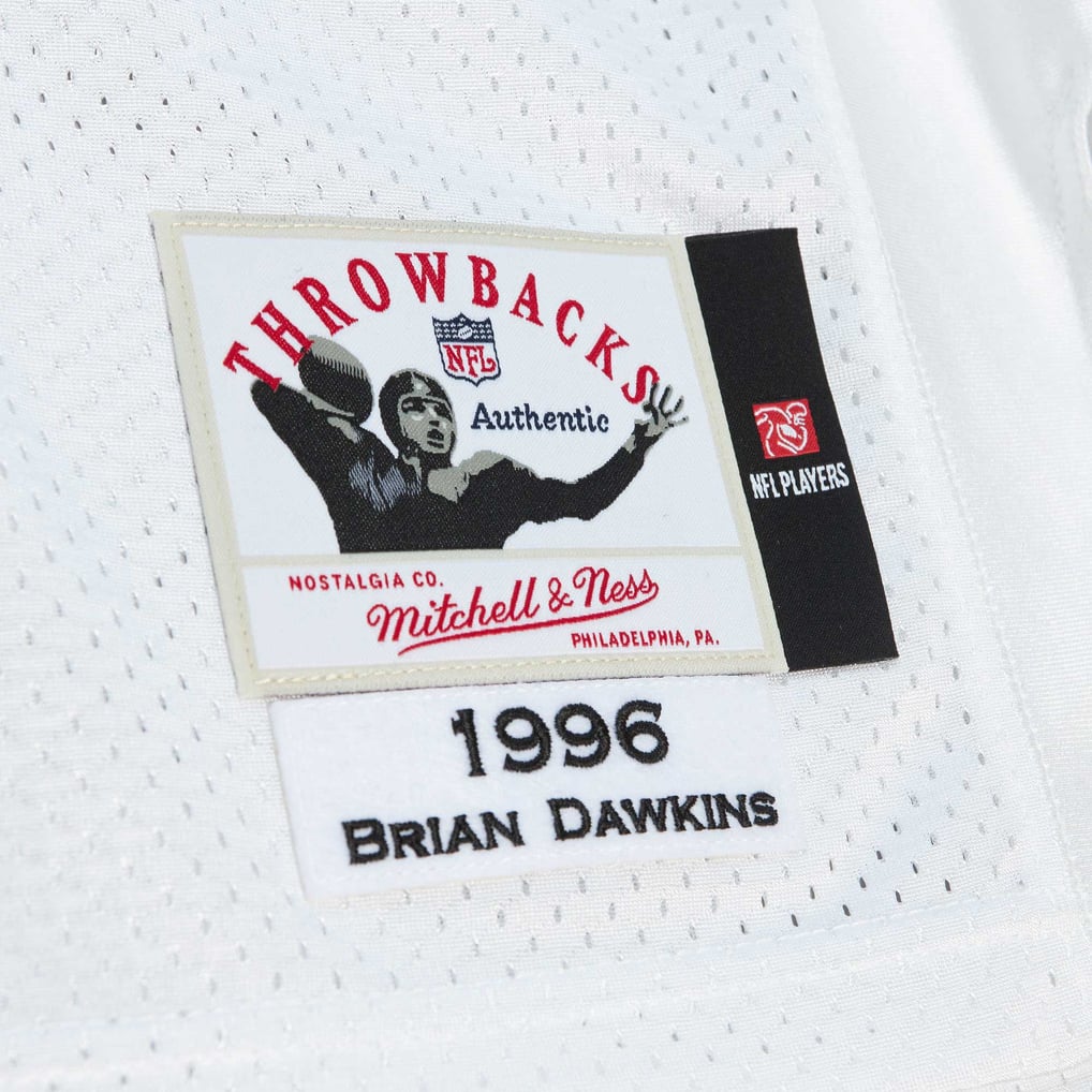 Men's Philadelphia Eagles 1996 Brian Dawkins Mitchell & Ness White Authentic Throwback Retired Player Jersey - Image 6