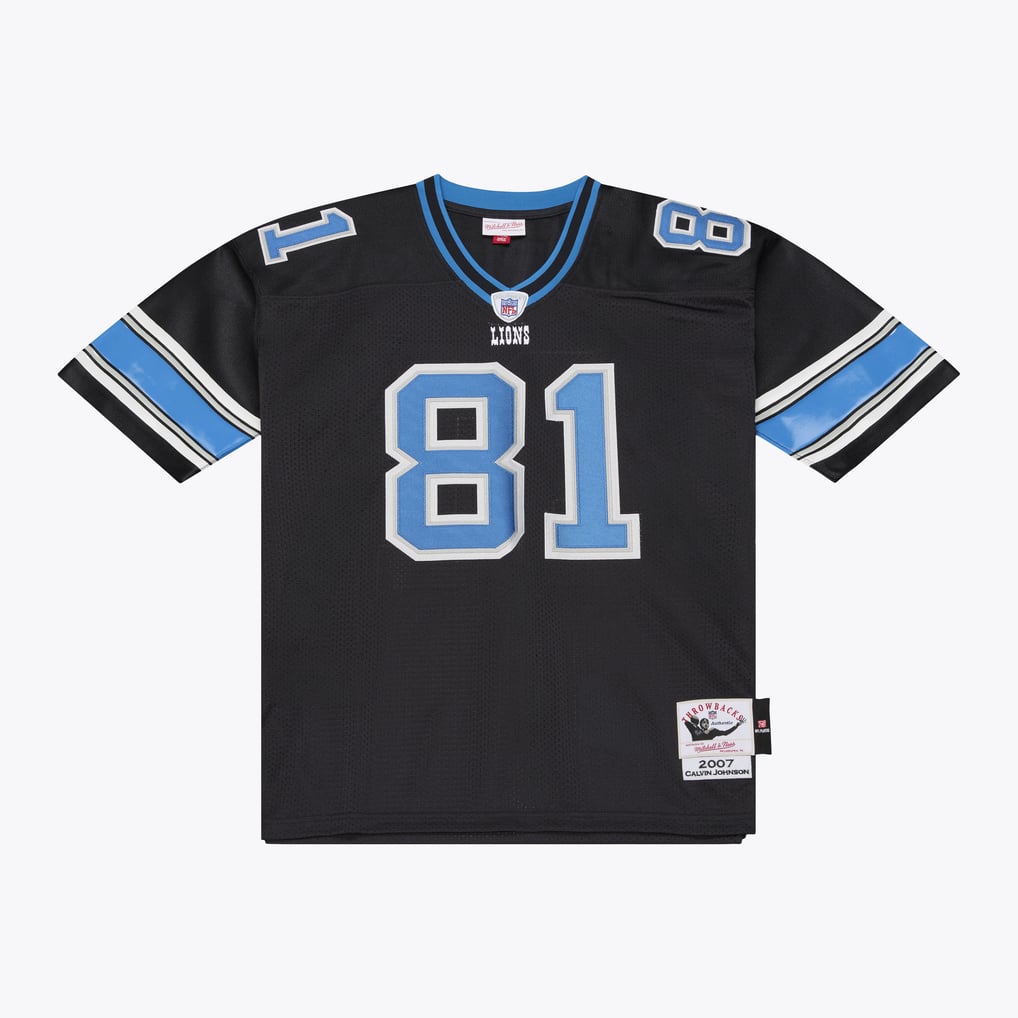 Men's Detroit Lions Calvin Johnson Mitchell & Ness Black 2007 Authentic Throwback Jersey - Image 2