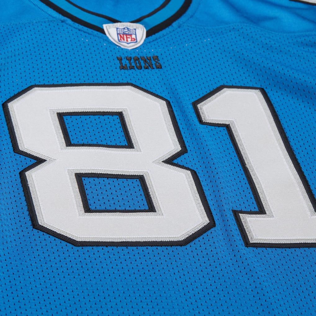Men's Detroit Lions Calvin Johnson Mitchell & Ness Blue 2007 Authentic Throwback Retired Player Jersey - Image 5