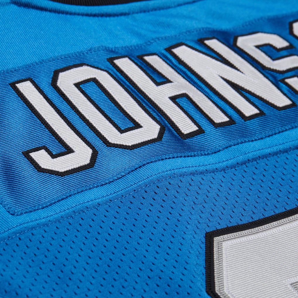 Men's Detroit Lions Calvin Johnson Mitchell & Ness Blue 2007 Authentic Throwback Retired Player Jersey - Image 9