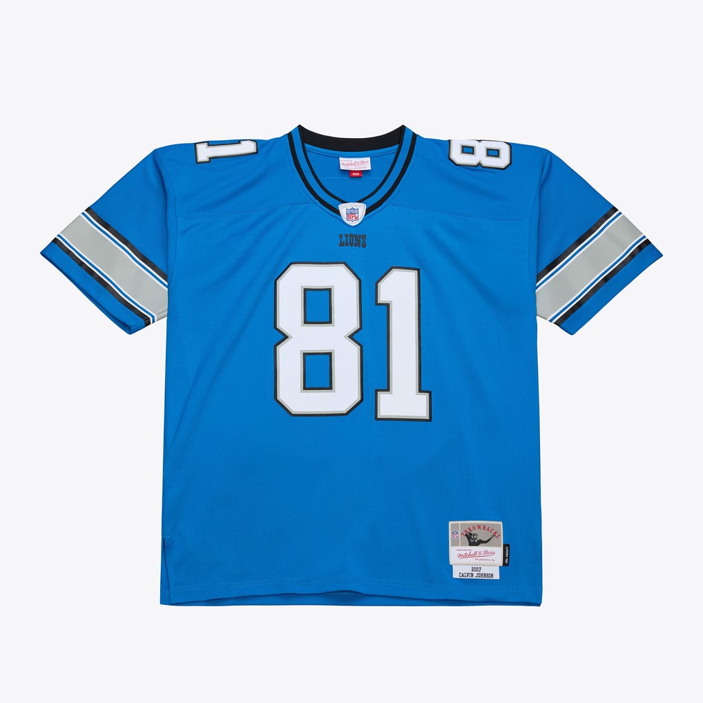 Men's Detroit Lions Calvin Johnson Mitchell & Ness Blue 2007 Legacy Replica Jersey - Image 2