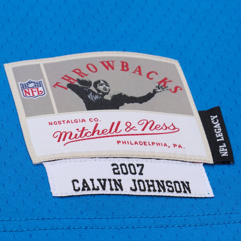 Men's Detroit Lions Calvin Johnson Mitchell & Ness Blue 2007 Legacy Replica Jersey - Image 7