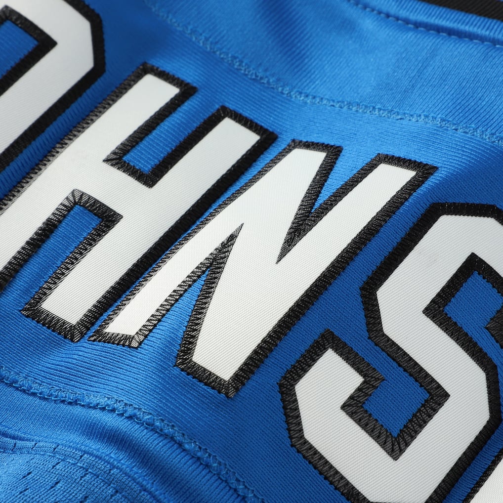 Men's Detroit Lions Calvin Johnson Mitchell & Ness Blue Big & Tall 2007 Legacy Retired Player Jersey - Image 5