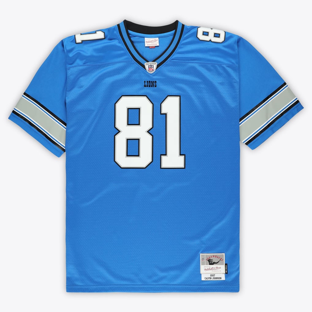 Men's Detroit Lions Calvin Johnson Mitchell & Ness Blue Big & Tall 2007 Legacy Retired Player Jersey - Image 1
