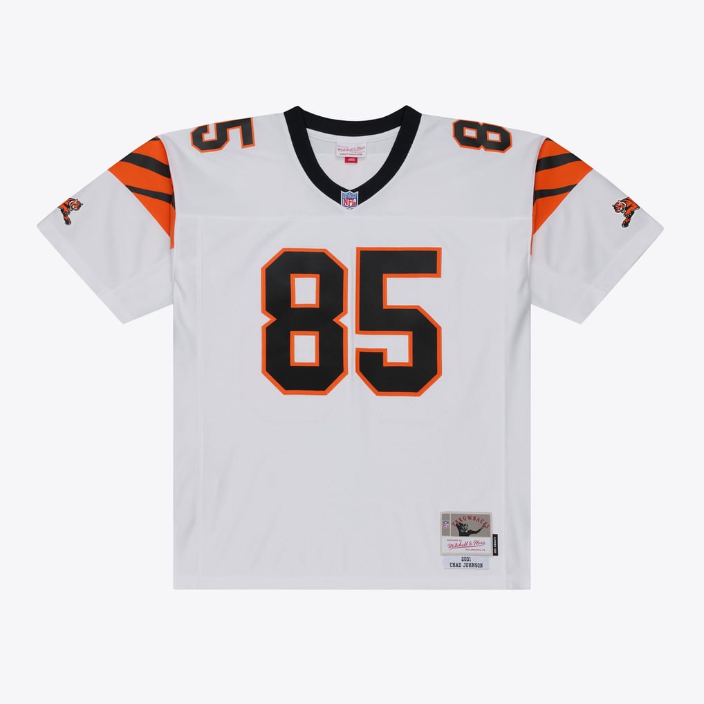 Men's Cincinnati Bengals Chad Johnson Mitchell & Ness White 2001 Legacy Replica Player Jersey - Image 1