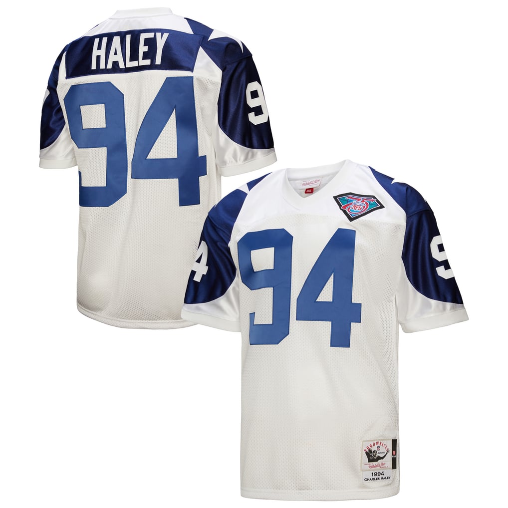 Men's Dallas Cowboys 1994 Charles Haley Mitchell & Ness White Authentic Throwback Retired Player Jersey - Image 1