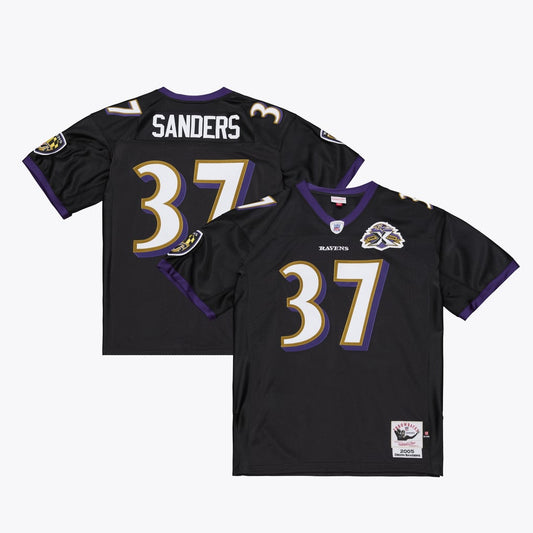 Men's Baltimore Ravens Deion Sanders Mitchell & Ness Black 2005 Authentic Throwback Jersey
