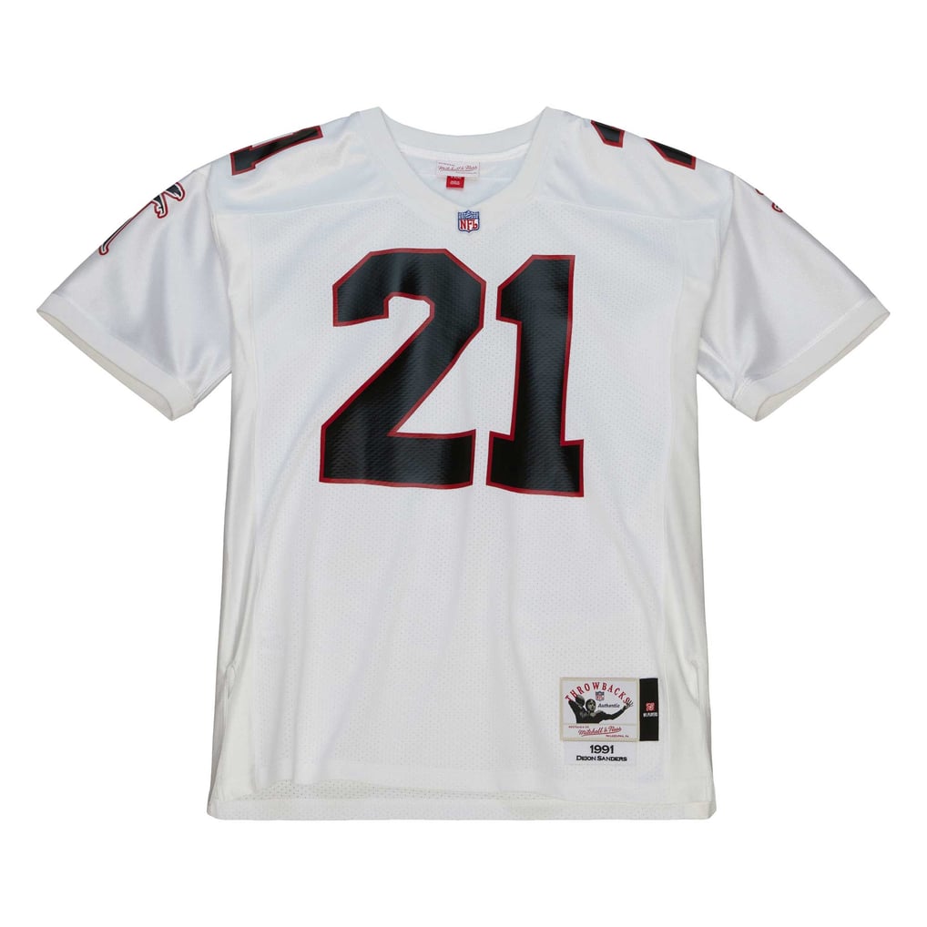Men's Atlanta Falcons 1991 Deion Sanders Mitchell & Ness White Authentic Throwback Retired Player Jersey