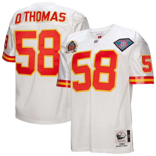 Men's Kansas City Chiefs 1994 Derrick Thomas Mitchell & Ness White Authentic Throwback Retired Player Jersey - Image 1