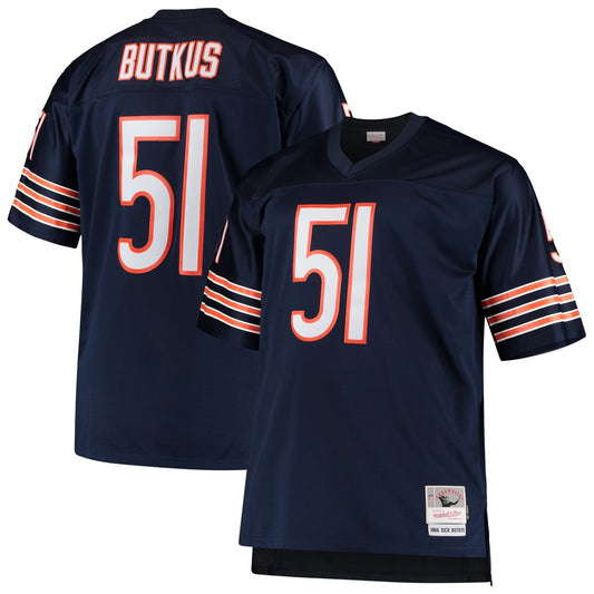 Men's Chicago Bears Dick Butkus Mitchell & Ness Navy Big & Tall 1966 Retired Player Replica Jersey - Image 1