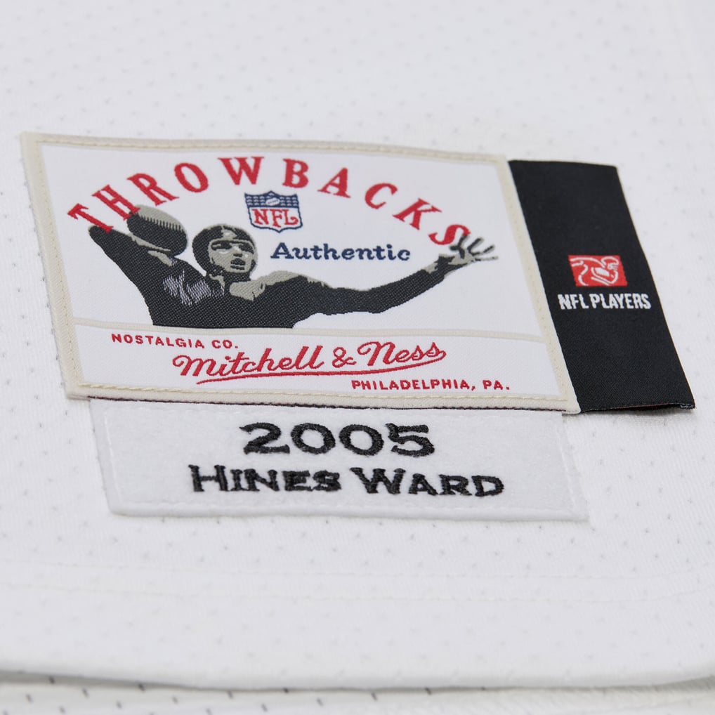 Men's Pittsburgh Steelers Hines Ward Mitchell & Ness White 2005 Authentic Throwback Retired Player Jersey - Image 6