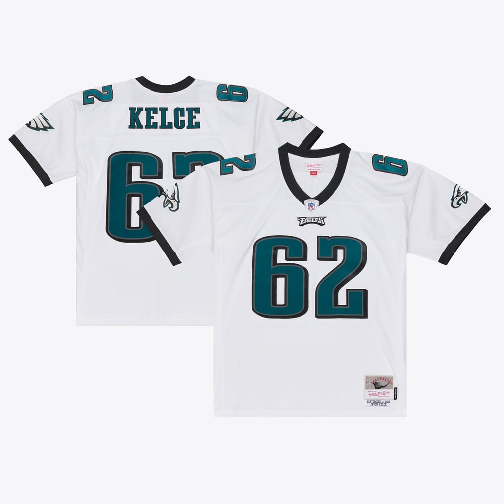 Men's Philadelphia Eagles Jason Kelce Mitchell & Ness White Big & Tall 2011 Legacy Replica Player Jersey - Image 2